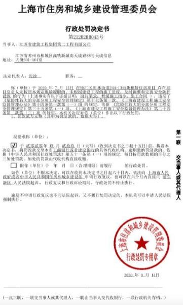 江苏建筑工程集团二公司因安全违规被罚其系绿地集团成员企业(图1)